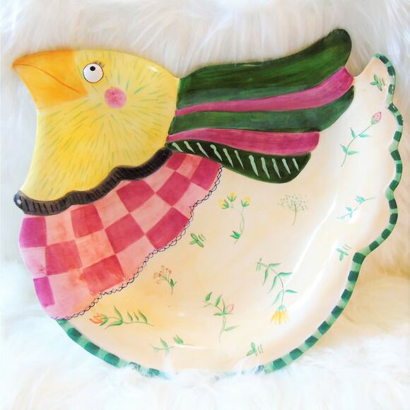 Fitz & Floyd Large SERVING PLATTER Chicken Bird Shaped Canapé Tray Turkey Plate! - Picture 6 of 6